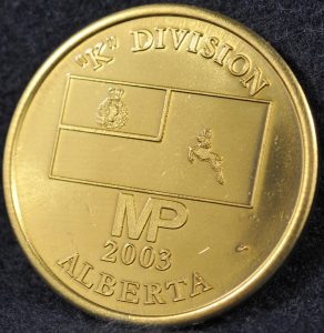 RCMP K Division Commander coin 2003 Gold 2