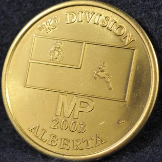 RCMP K Division Commander coin 2003 Gold